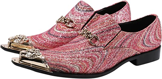 Santimon Men's Sequined Western Loafers Golden Hardware