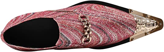 Santimon Men's Sequined Western Loafers Golden Hardware