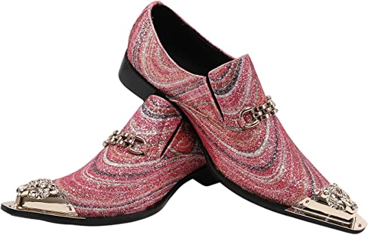 Santimon Men's Sequined Western Loafers Golden Hardware