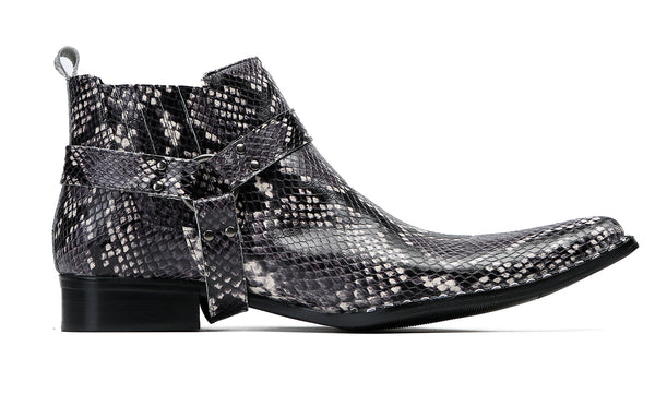Santimon Men's Snakeskin Texture Chelsea Boots Western