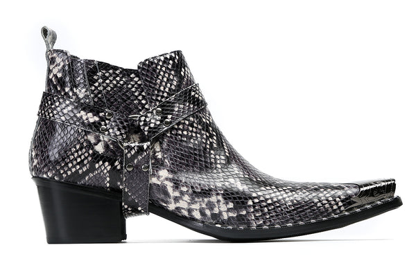 Santimon Men's Snakeskin Texture Chelsea Boots Western