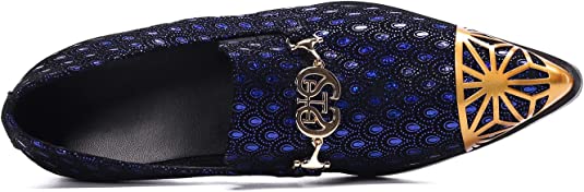 Santimon Men's Sparkling Feather Golden Cap Western Loafers