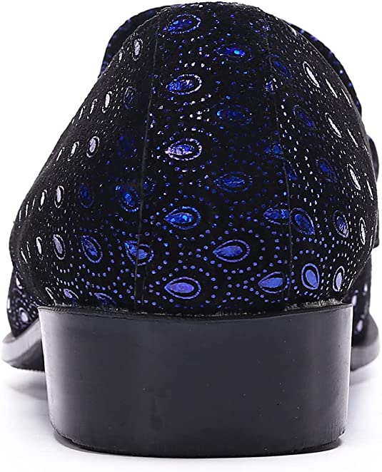 Santimon Men's Sparkling Feather Golden Cap Western Loafers