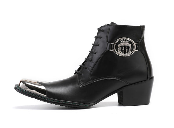 Santimon Men's Square Metal Tip Crown Western Boots