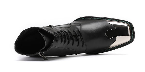 Santimon Men's Square Metal Tip Crown Western Boots