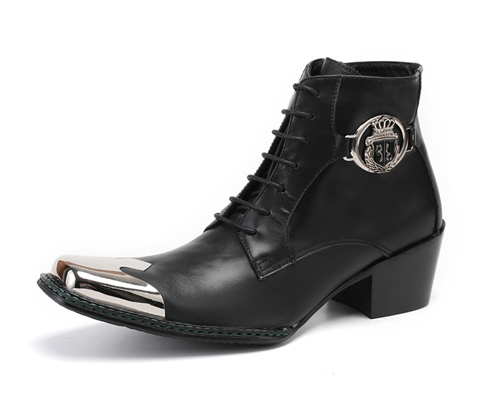 santimon Men's Square Metal Tip Crown Western Boots