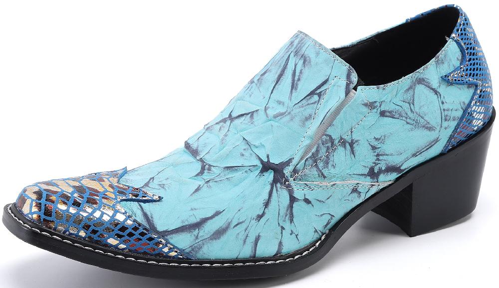 santimon Men's Square-Toe Metal Tuxedo Western Loafers