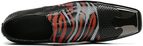 Santimon Men's Square-Toe Metal Western Loafers Tuxedo