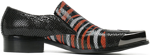 Santimon Men's Square-Toe Metal Western Loafers Tuxedo