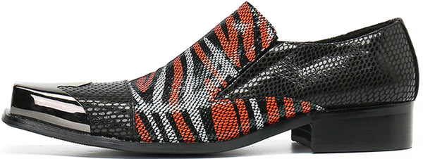 Santimon Men's Square-Toe Metal Western Loafers Tuxedo