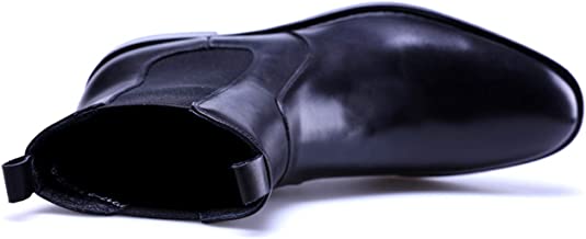 Santimon Men's Suede Leather Chelsea Boots Black Tan