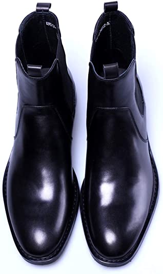 Santimon Men's Suede Leather Chelsea Boots Black Tan