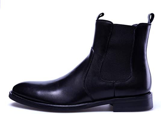 santimon Men's Suede Leather Chelsea Boots Black Tan