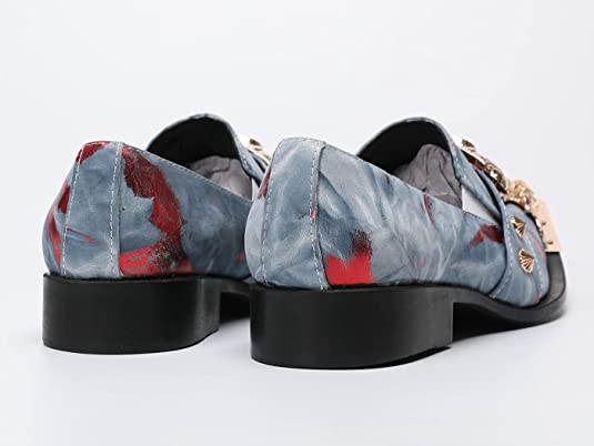 Santimon Men's Suede Western Loafers Dragon Metal Tip