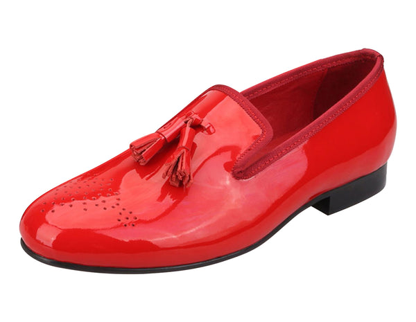 Santimon Men's Tassel Loafers Dress Patent Leather Shoes