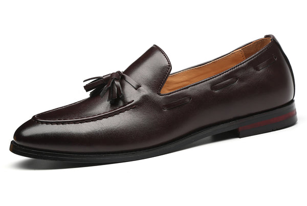 Santimon Men's Tassel Loafers Driving Flats Black Brown