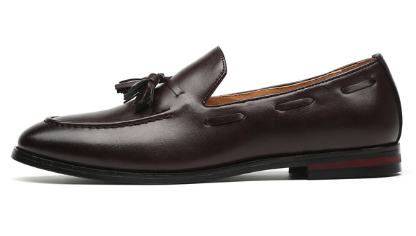 Santimon Men's Tassel Loafers Driving Flats Black Brown
