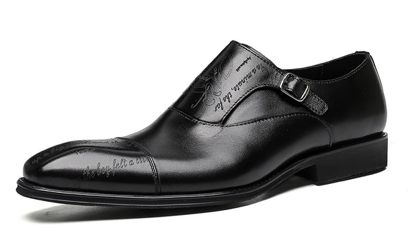 Santimon Men's Tuxedo Single Buckle Monk Strap Loafers