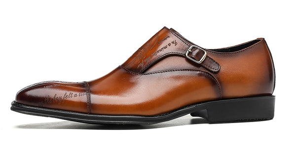 Santimon Men's Tuxedo Single Buckle Monk Strap Loafers