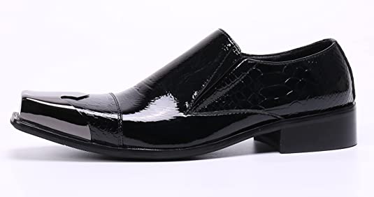 Santimon Men's Tuxedo Square Metal Tip Western Loafers