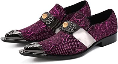 santimon Men's Tuxedo Western Loafers in Purple Blue