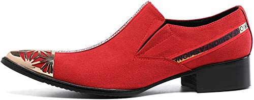 Santimon Men's Velvet Cuban Heel Party Western Loafers