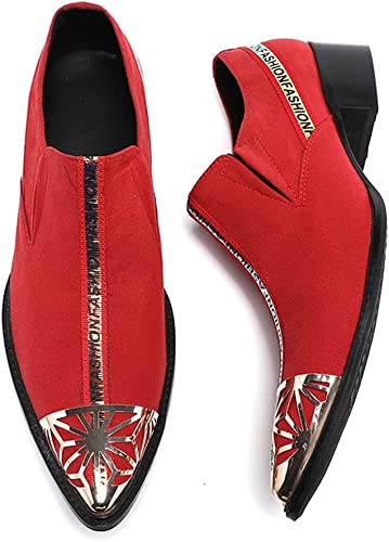 Santimon Men's Velvet Cuban Heel Party Western Loafers