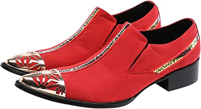 santimon Men's Velvet Cuban Heel Party Western Loafers