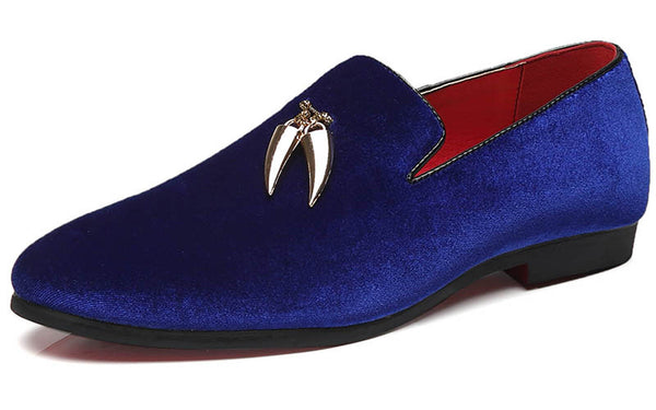 Santimon Men's Velvet Smoking Loafers Black Blue Red