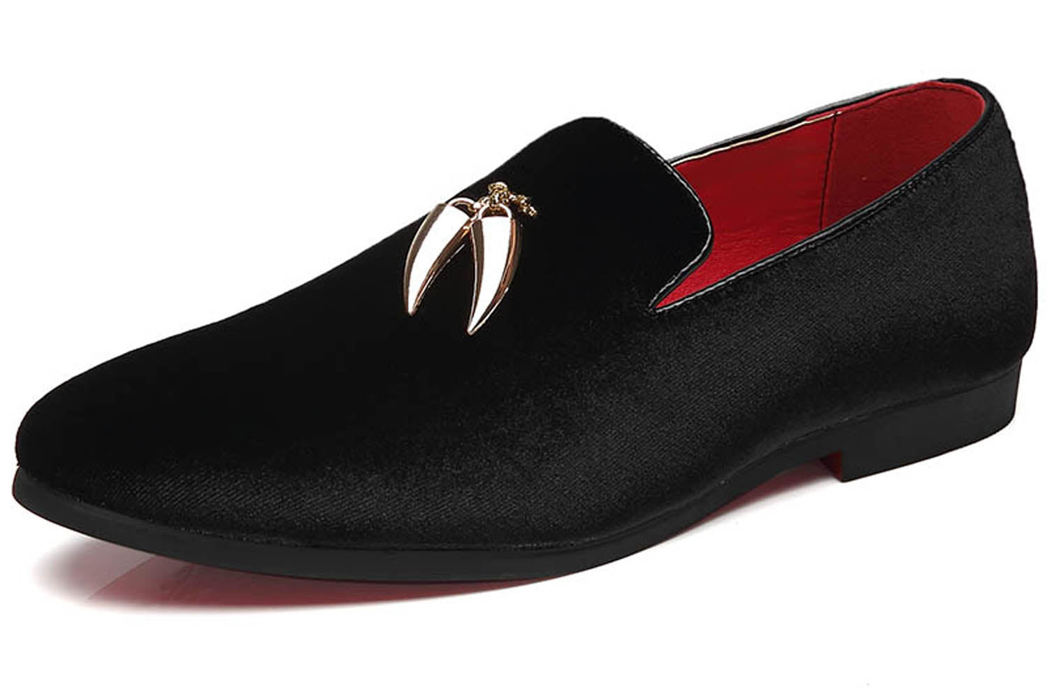 santimon Men's Velvet Smoking Loafers Black Blue Red