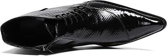 Santimon Men's Western Boot Patent Leather Side Lace Zipper