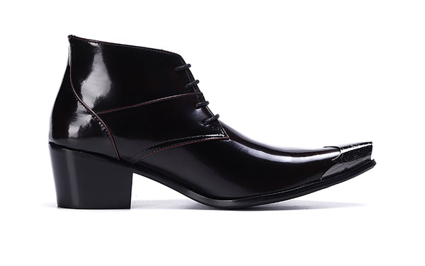 Santimon Men's Western Boots Metal Tip Lace-up Leather