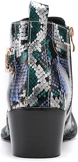 Santimon Men's Western Boots Square Metal Tip High Heeled