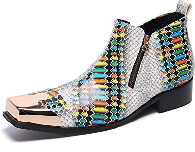 Santimon Men's Western Boots Square Metal Tip Zipper