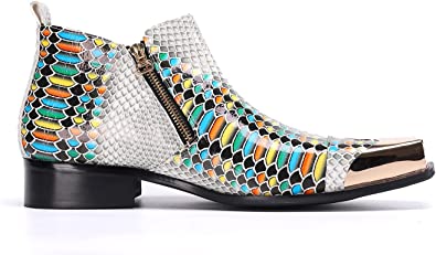 Santimon Men's Western Boots Square Metal Tip Zipper