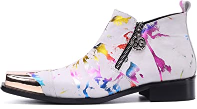 Santimon Men's Western Boots Zipper Square Metal Tip