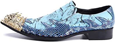 Santimon Men's Western Loafers Dragon Tip Tuxedo Composite