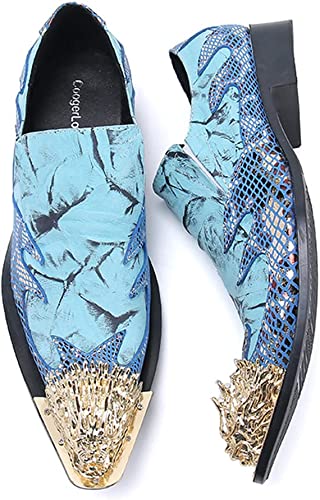 Santimon Men's Western Loafers Dragon Tip Tuxedo Composite