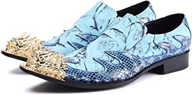 santimon Men's Western Loafers Dragon Tip Tuxedo Composite
