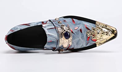 Santimon Men's Western Loafers Suede Metal Crown Tip