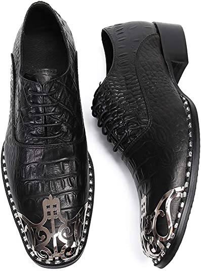 Santimon Men's Western Oxfords Round Metal Tip Floral