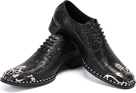 Santimon Men's Western Oxfords Round Metal Tip Floral