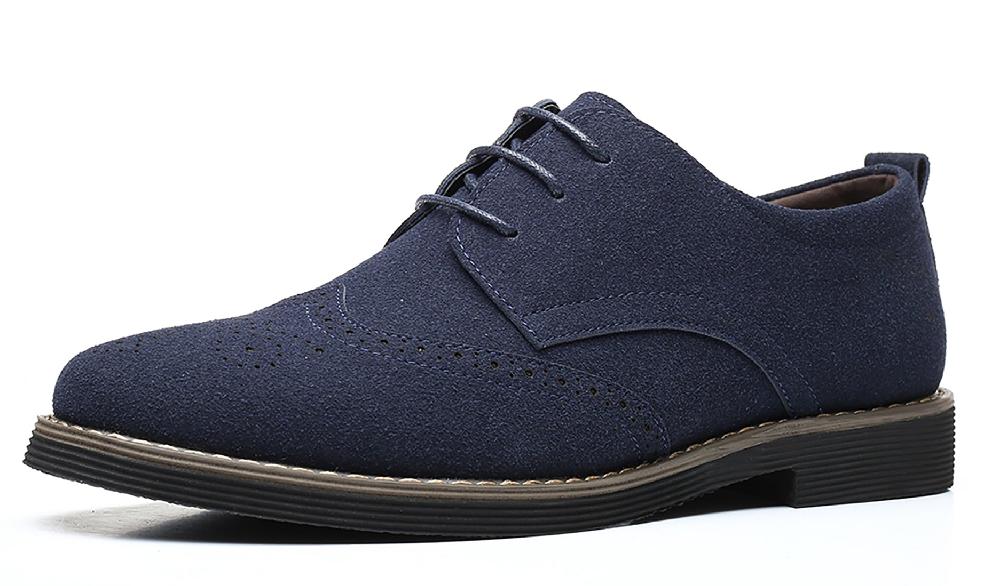 santimon Men's Wingtip Lightweight Suede Derby Shoes