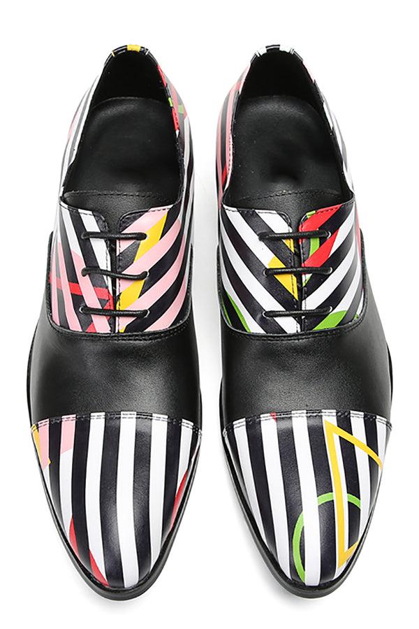 Santimon Men's Wingtip Striped Pattern Dress Oxfords