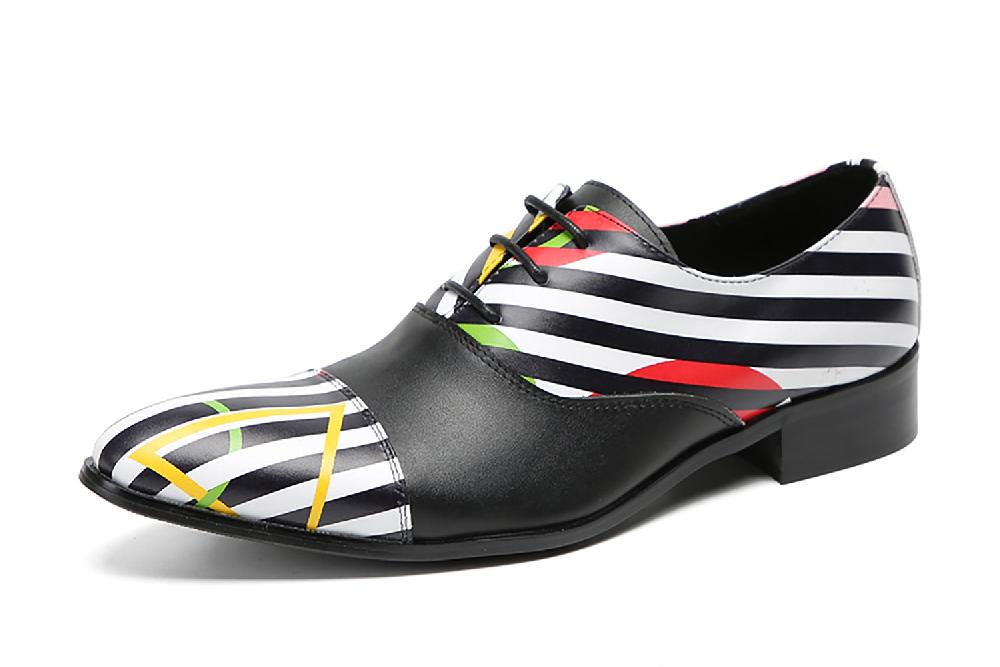 santimon Men's Wingtip Striped Pattern Dress Oxfords