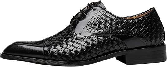 Santimon Men's Woven Cap Toe Oxford Black Brown Coffee