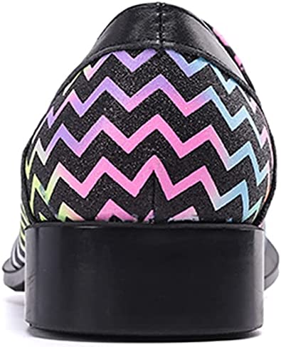 Santimon Men's Zigzag Lion Gold Tip Western Loafers