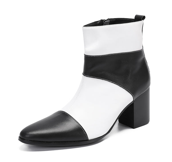 Santimon Men's Zipper Genuine Leather Western Boots