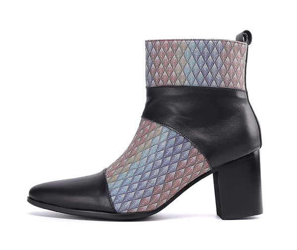 Santimon Men's Zipper Genuine Leather Western Boots