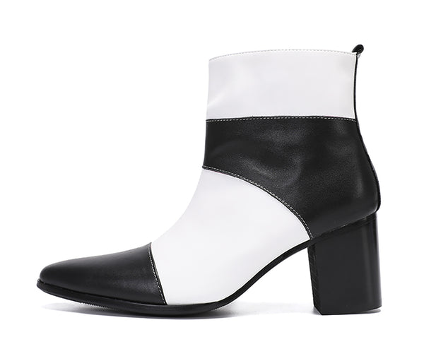 Santimon Men's Zipper Genuine Leather Western Boots